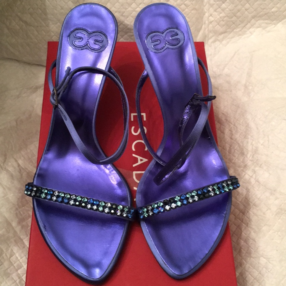 Escada blue crystal shoes